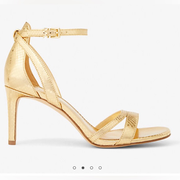 Michael Kors Kimberly Metallic Snake Embossed Leather Sandal in Gold Size 9.5 - Picture 2 of 8